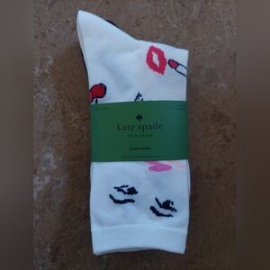 Kate Spade White Socks with Red and Black Graphics 3 Pk
